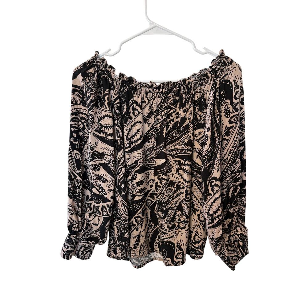 Elie Tahari Paisley Peasant Blouse Womenโs Large